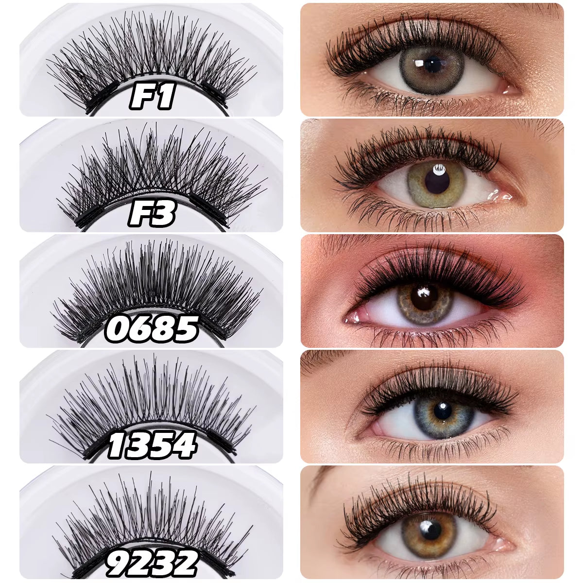 Magnetic False Eyelashes Kit - 5 Pairs of Reusable Mink Lashes with Tweezers for Stunning Eye Makeup