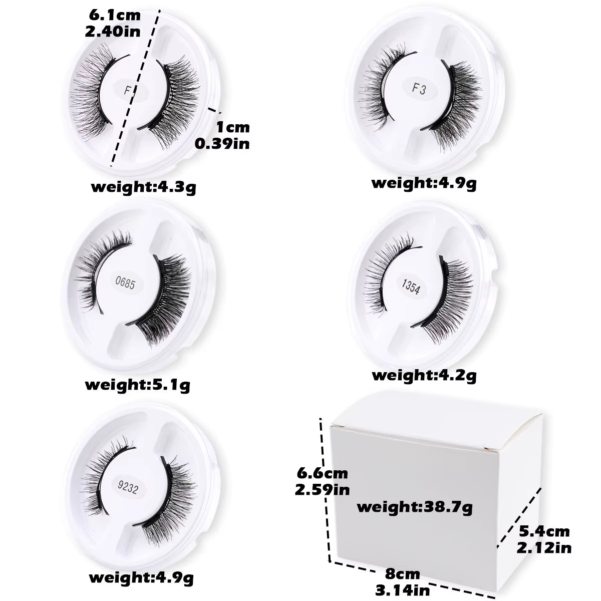 Magnetic False Eyelashes Kit - 5 Pairs of Reusable Mink Lashes with Tweezers for Stunning Eye Makeup