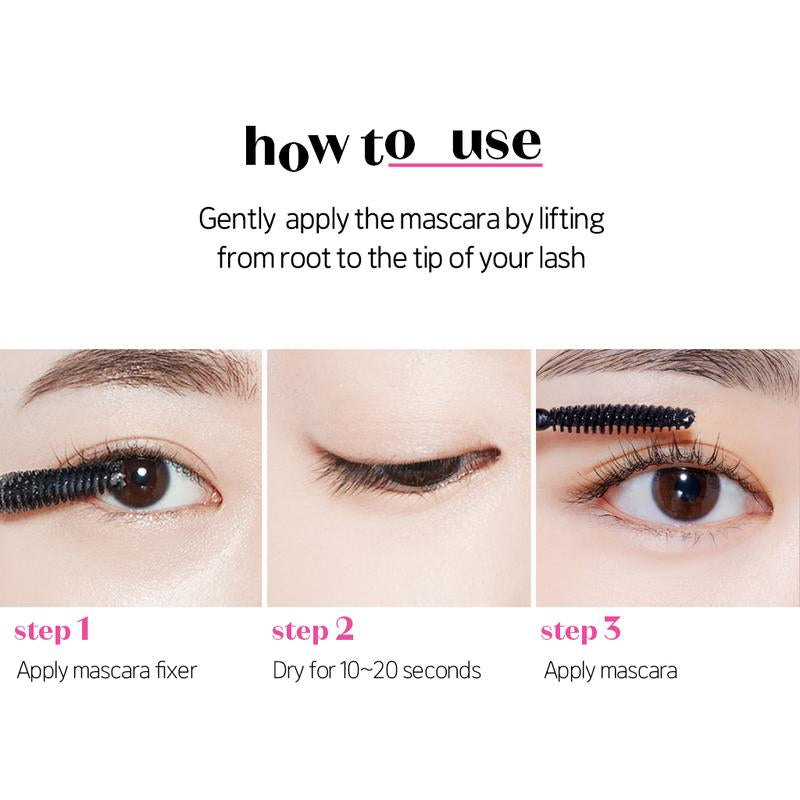 ETUDE Curl Fix Mascara & Curler Set #01 BLACK I Volumizing, Lengthening, Waterproof Lash Mascara for Dramatic Curl, Smudge-Resistant, Lightweight, Vegan Formula, 0.25 Fl Oz