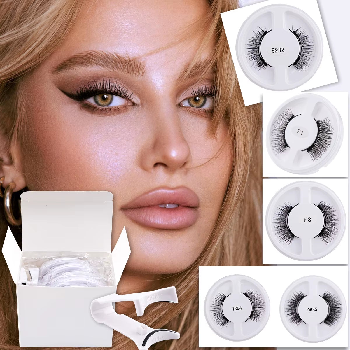 Magnetic False Eyelashes Kit - 5 Pairs of Reusable Mink Lashes with Tweezers for Stunning Eye Makeup