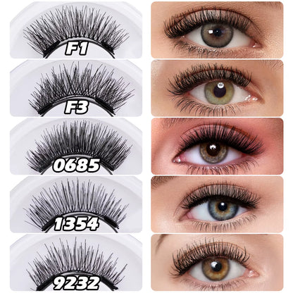 Magnetic False Eyelashes Kit - 5 Pairs of Reusable Mink Lashes with Tweezers for Stunning Eye Makeup