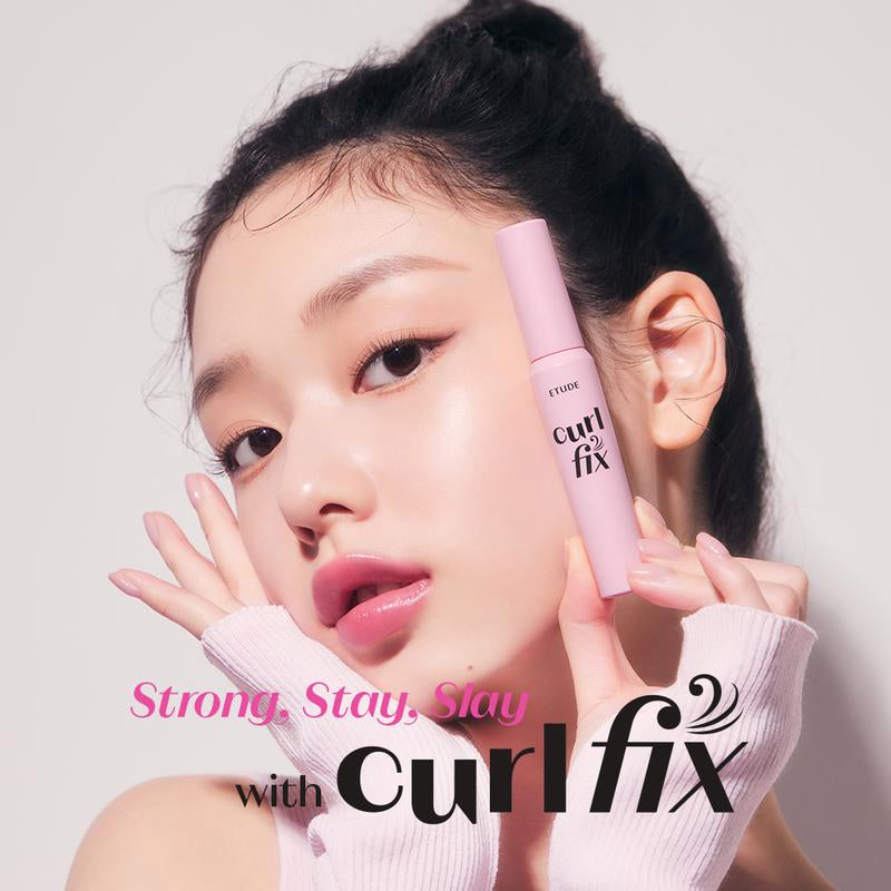 ETUDE Curl Fix Mascara & Curler Set #01 BLACK I Volumizing, Lengthening, Waterproof Lash Mascara for Dramatic Curl, Smudge-Resistant, Lightweight, Vegan Formula, 0.25 Fl Oz