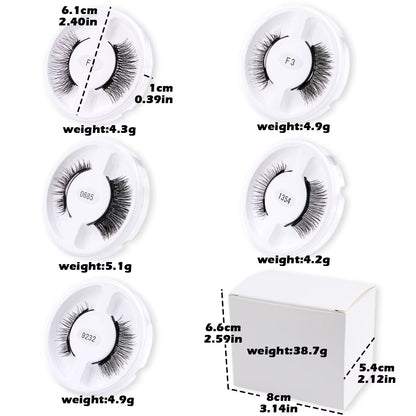 Magnetic False Eyelashes Kit - 5 Pairs of Reusable Mink Lashes with Tweezers for Stunning Eye Makeup