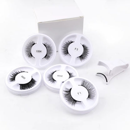 Magnetic False Eyelashes Kit - 5 Pairs of Reusable Mink Lashes with Tweezers for Stunning Eye Makeup