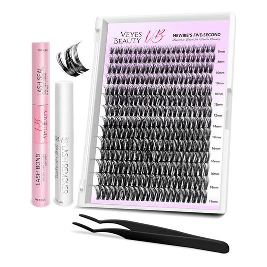 Veyesbeauty Vb-Ribbon Cluster Lashes Individual Lash Extensions Layered Wispy Faux Mink Lash Newbie'S Five-Second DIY Mixed Length for Self Application Makeup at Home Cosmetic Eyelashes Extensions