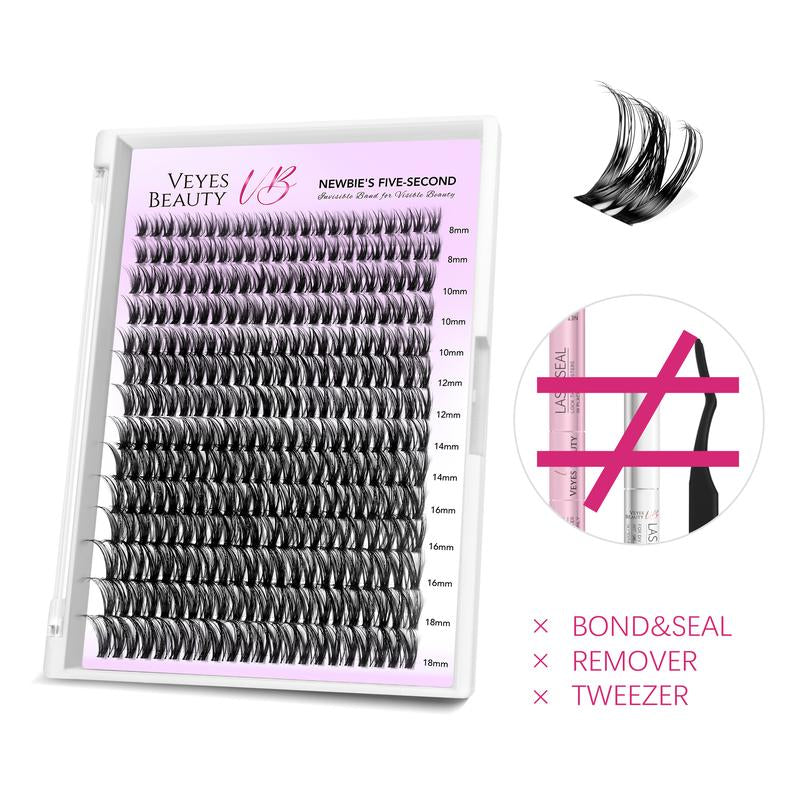 Veyesbeauty Vb-Ribbon Cluster Lashes Individual Lash Extensions Layered Wispy Faux Mink Lash Newbie'S Five-Second DIY Mixed Length for Self Application Makeup at Home Cosmetic Eyelashes Extensions