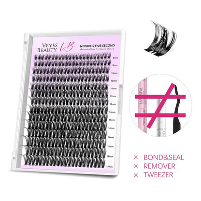 Veyesbeauty Vb-Ribbon Cluster Lashes Individual Lash Extensions Layered Wispy Faux Mink Lash Newbie'S Five-Second DIY Mixed Length for Self Application Makeup at Home Cosmetic Eyelashes Extensions