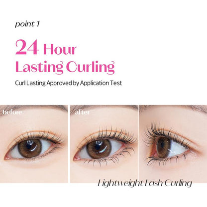 ETUDE Curl Fix Mascara & Curler Set #01 BLACK I Volumizing, Lengthening, Waterproof Lash Mascara for Dramatic Curl, Smudge-Resistant, Lightweight, Vegan Formula, 0.25 Fl Oz