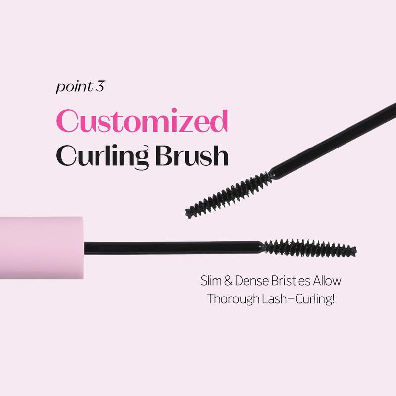 ETUDE Curl Fix Mascara & Curler Set #01 BLACK I Volumizing, Lengthening, Waterproof Lash Mascara for Dramatic Curl, Smudge-Resistant, Lightweight, Vegan Formula, 0.25 Fl Oz