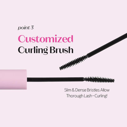 ETUDE Curl Fix Mascara & Curler Set #01 BLACK I Volumizing, Lengthening, Waterproof Lash Mascara for Dramatic Curl, Smudge-Resistant, Lightweight, Vegan Formula, 0.25 Fl Oz